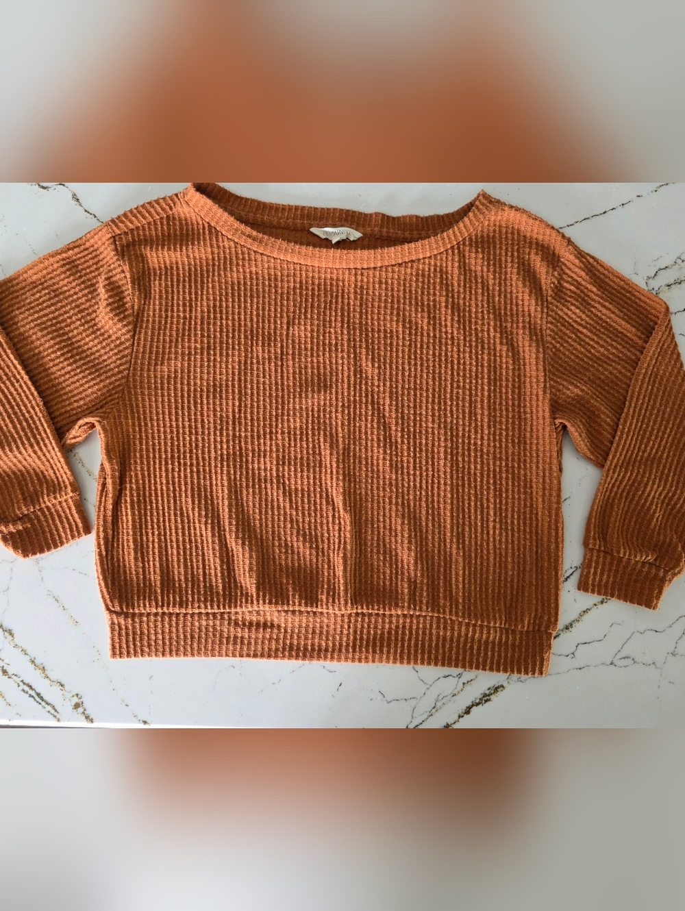 78 & Sunny Ribbed Knit Top, Size Small - Burnt Orange